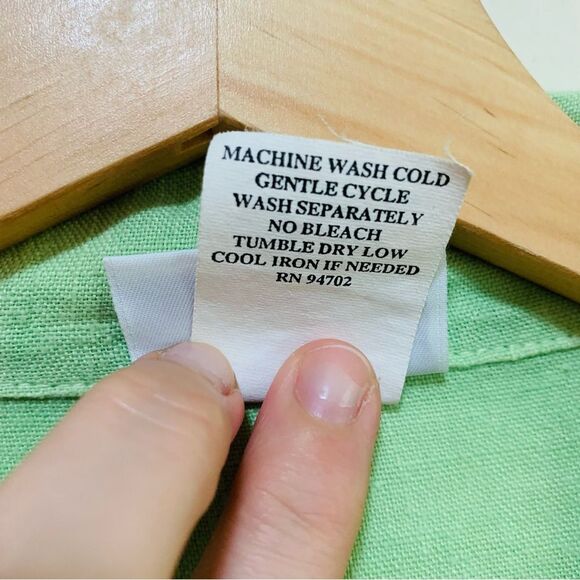 Hot Cotton by Marc Ware Green Linen button front shirt sleeve Top size large - Picture 4 of 6